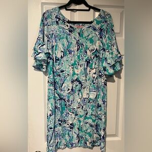Lilly Pulitzer Teal and Navy Patterned Dress